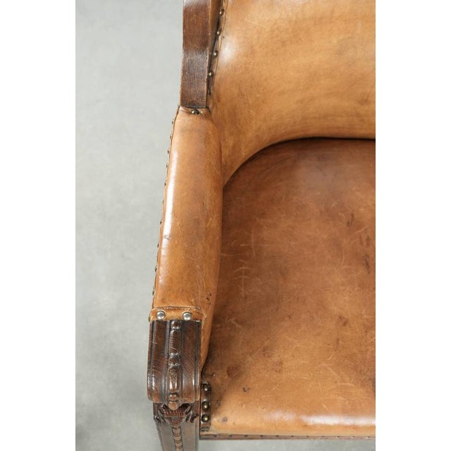 Wood Antique Armchair in Sheepskin and Wood For Sale - Image 7 of 13