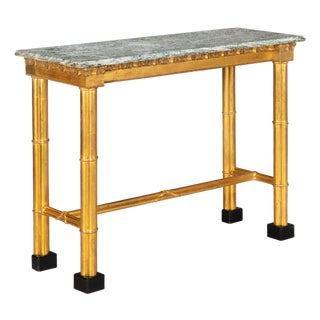 Neoclassical Simulated Bamboo Giltwood Console Pier Table, 20th Century For Sale