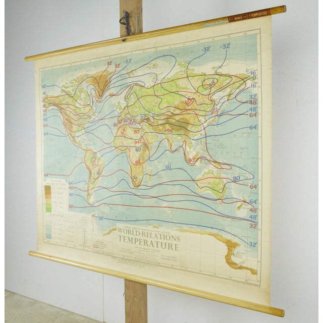 The 1950s Philips Series of Wall Atlases on World Temperature Relations, comparing temperatures in January and July, is a...