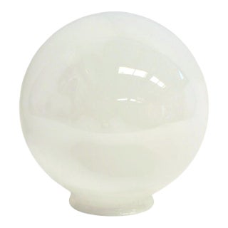 Vintage French White Glass Globe Light Lamp Shade Modern Excellent For Sale