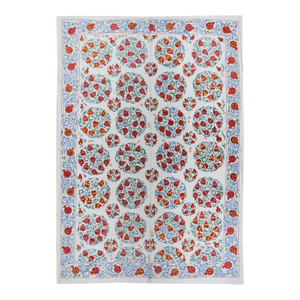 6x8.5 ft Silk Embroidery Wall Hanging, Pomegranate Design Bed Cover, Wall Decor