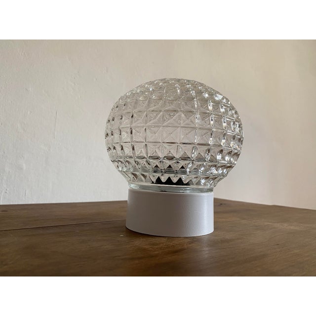 1970s Vintage Geometric Pressed Glass Flush Mount Ceiling Light, 1970s For Sale - Image 5 of 9