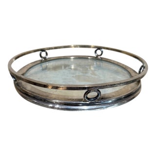 1960s Vintage Hollywood Regency Service Tray With Mirror and Metal For Sale