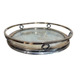 1960s Vintage Hollywood Regency Service Tray With Mirror and Metal