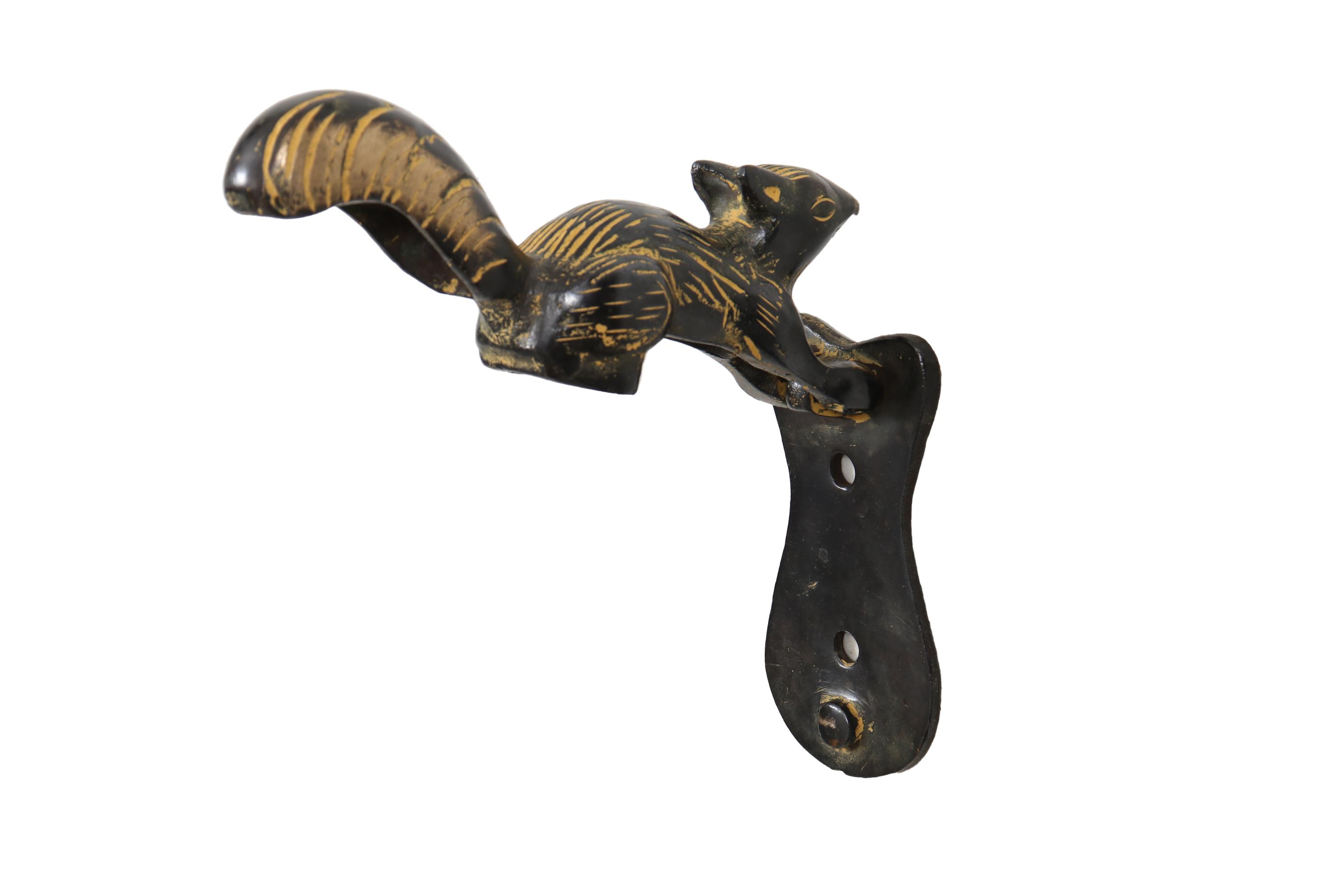 Solid Brass Squirrel Door Knocker - Rustic Handmade Hardware Gate