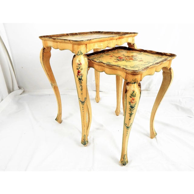 1950s Florentine Painted Nesting Tables, Pair For Sale - Image 9 of 13
