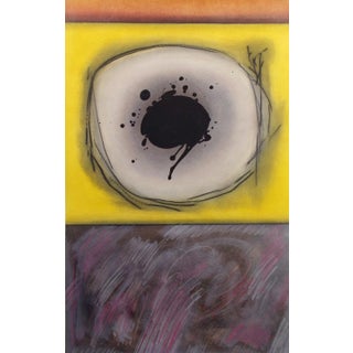 Abstract Stanley Grosse "Yellow Eclipse" Abstract Signed Mixed Media Art on Paper For Sale