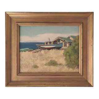 Arthur Harold Knott Antique 1920s Oil Painting Morro Bay Sailboat Landscape For Sale
