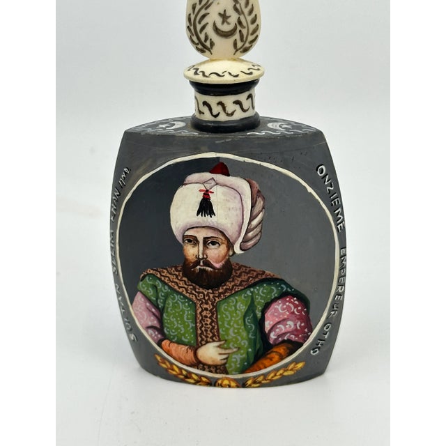 1960s 1960s Hand Painted Emperor Otho Carved Bottle With Stopper For Sale - Image 5 of 10