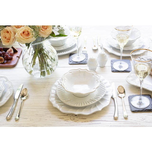 VIETRI Incanto Stone White Stripe Four-Piece Dinnerware Set, Service for One For Sale - Image 10 of 12