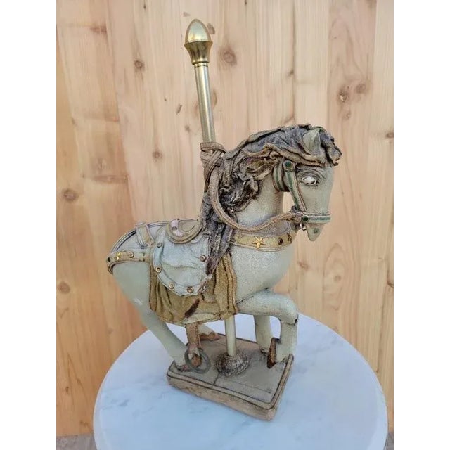 Vintage Leather Carousel Horse Signed by Teresa Corning For Sale - Image 10 of 12