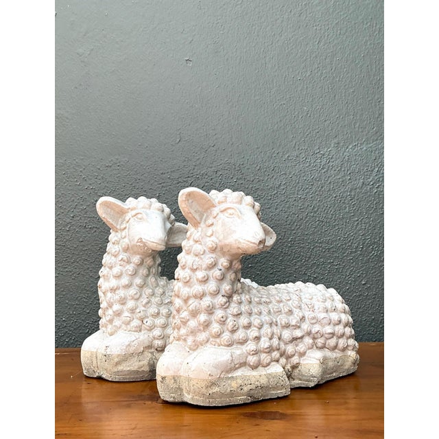 This charming set of two vintage sheep figurines brings a delightful pastoral spirit to interior décor, celebrating...
