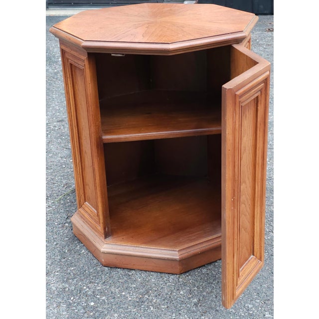 Mid 20th Century Mid 20th Century Hexagonal Oak Side Table Cabinet For Sale - Image 5 of 8