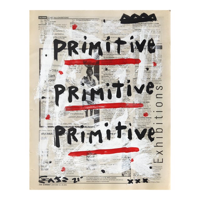 Speak Primitive - Original Avant-Garde Text Artwork on Newspaper by Gary John For Sale