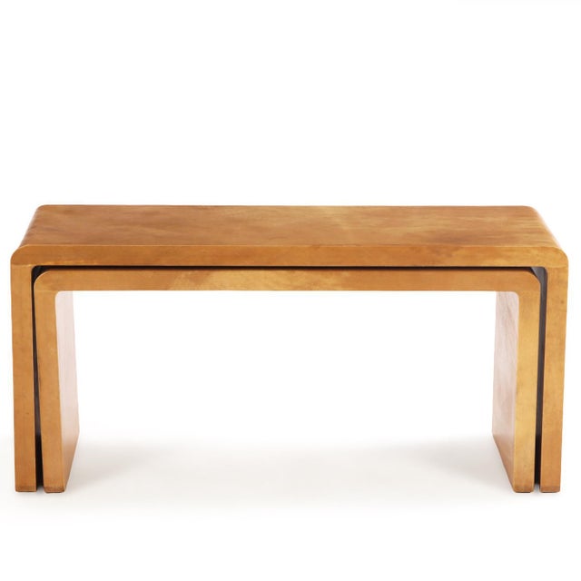 Jean-Michel Frank A Nesting Set of Two Parchment Coffee Tables in the Manner of Jean-Michel Frank For Sale - Image 4 of 6