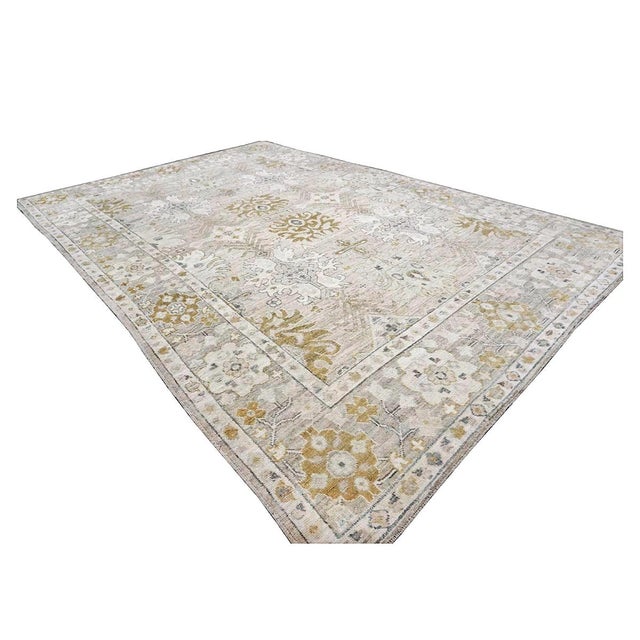 Traditional 21st Century Turkish Oushak 10x14 Beige, Ivory, & Gold Handmade Area Rug #1144072 For Sale - Image 3 of 11