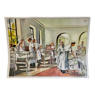 Mushrooms Double Face Hospital Sheet, 1960s For Sale