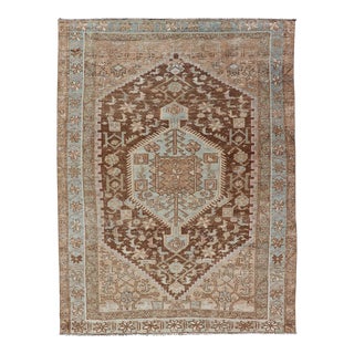 Earthy Tone Antique Persian Hamadan Rug 4'0"x5'9" For Sale