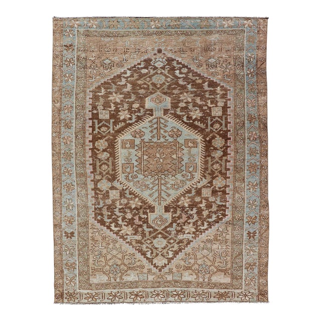 Earthy Tone Antique Persian Hamadan Rug 4'0"x5'9" For Sale