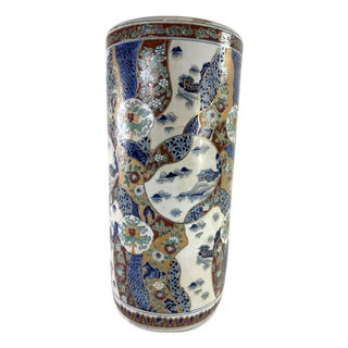 Mid 20th Century Chinese Export Handpainted Umbrella Stand For Sale