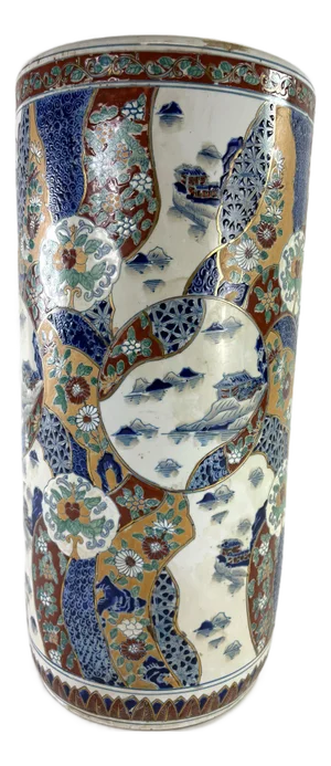 Mid 20th Century Chinese Export Handpainted Umbrella Stand