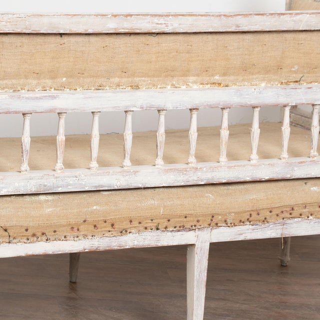Early 19th Century Swedish Gustavian White Painted Long Bench For Sale - Image 12 of 15