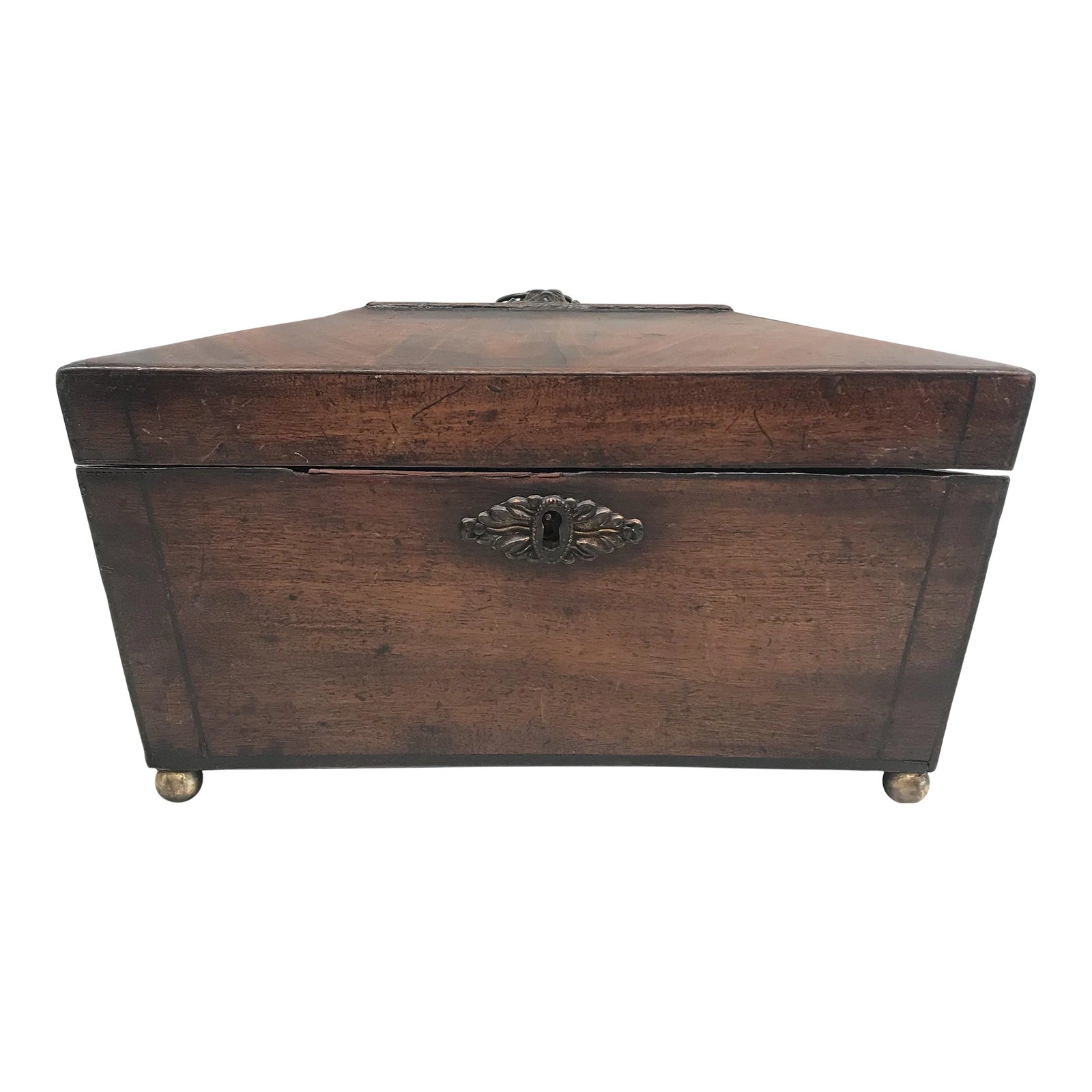 Early 19th Century British Regency Tea Box With Original Key | Chairish