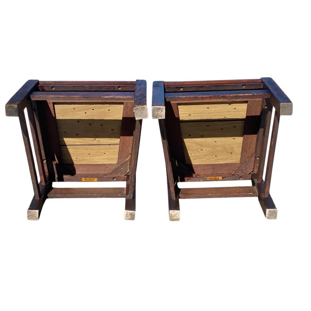 Early 20th Century Pair of Antique Stickley Brothers Quaint Furniture Oak Chairs For Sale - Image 10 of 12