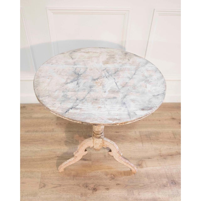 19th Century Swedish Gustavian Round Tilt-Top Table in Painted Finish, Circa 185 For Sale - Image 4 of 8