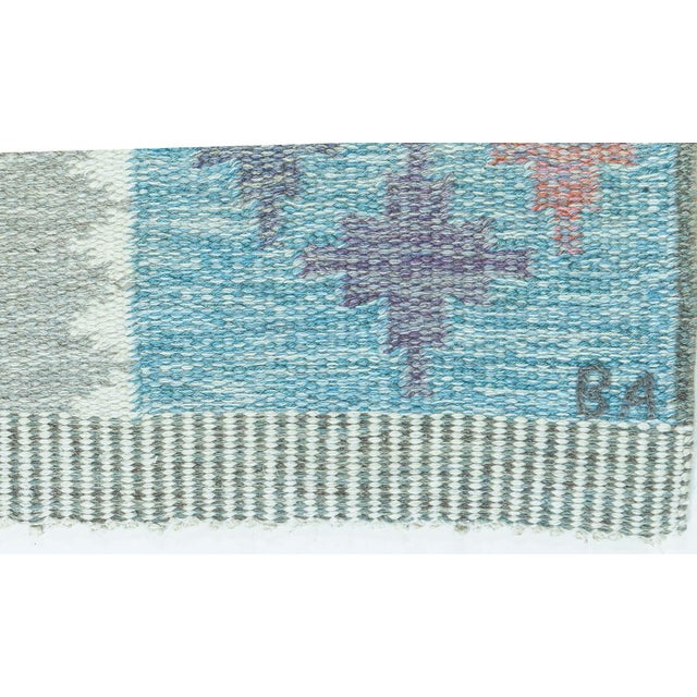 Blue Doris Leslie Blau Swedish Flat Woven Rug by Bitte Ahlgren 'BA' For Sale - Image 8 of 9