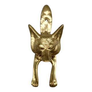 Vintage Brass Fox Head Door Knocker — Figural Animal Hardware For Sale