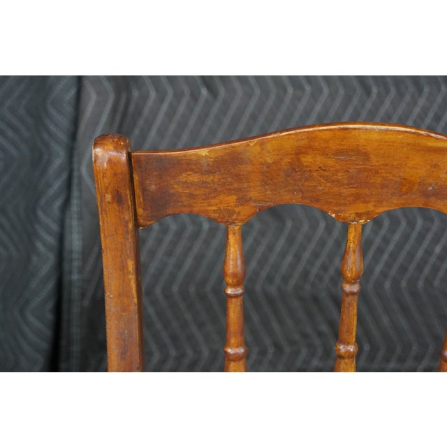 2 Antique Victorian Early American Style Maple Spindle Back Side Chairs Pair For Sale - Image 16 of 18