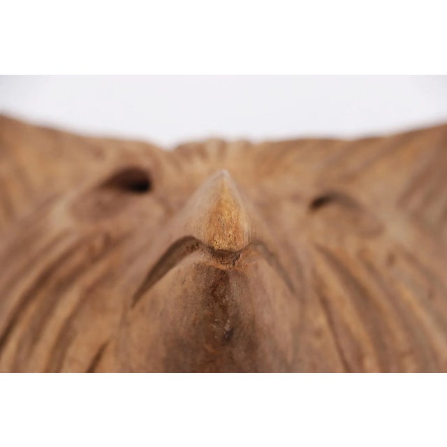 Brown 1972 Wooden Peruvian Folklore Owl Mask For Sale - Image 8 of 11