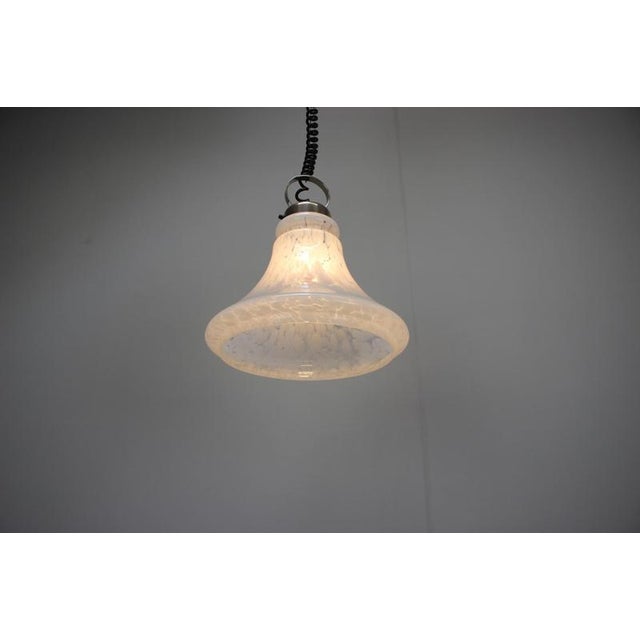 Mid-Century Czechoslovak Glass Pendant Lamp with Marbled Shade, 1970s For Sale - Image 9 of 13