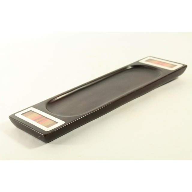 Brown Mid-Century Peruvian Tray, Cumaru Wood, Sterling Silver & Inka Textile For Sale - Image 8 of 18