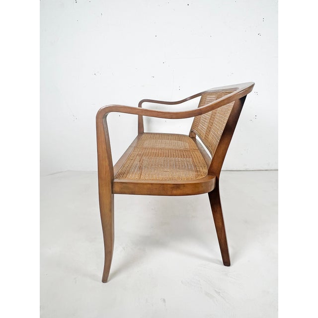 Mid-Century Modern C. 1950s Sinuous Bentwood Hand-Caned Settee in the Manner of Dunbar For Sale - Image 3 of 8