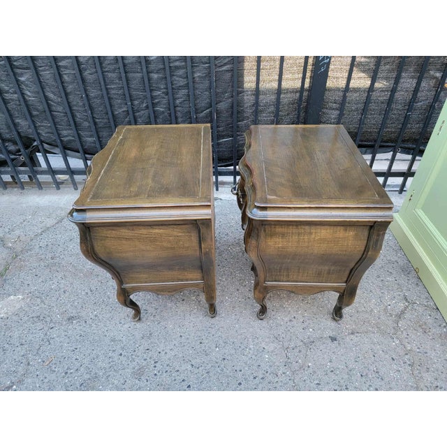 1970s 1970s Two French Provincial Style Wood Bombay Nightstands. For Sale - Image 5 of 18