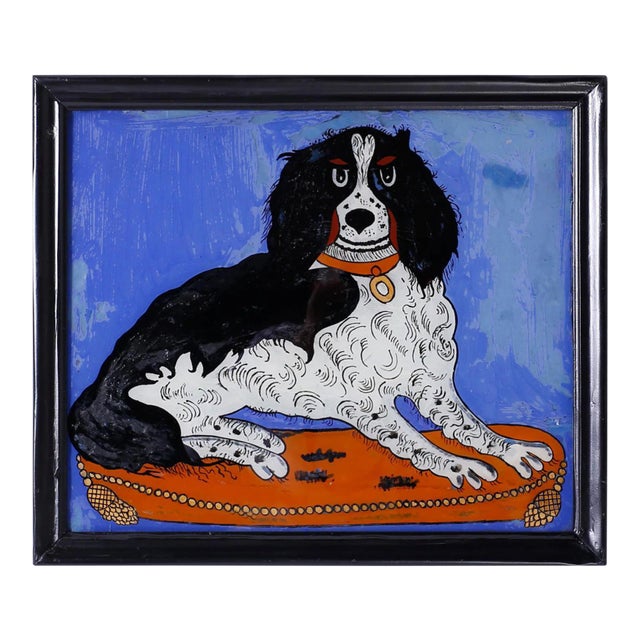 Chinese Reverse Painting of a Dog For Sale