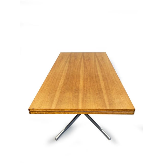 Wilhelm Renz Mid-Century Adjustable Dining or Coffee Table in Nutwood Veneer and Chrome by Wilhelm Renz, 1975 For Sale - Image 4 of 17