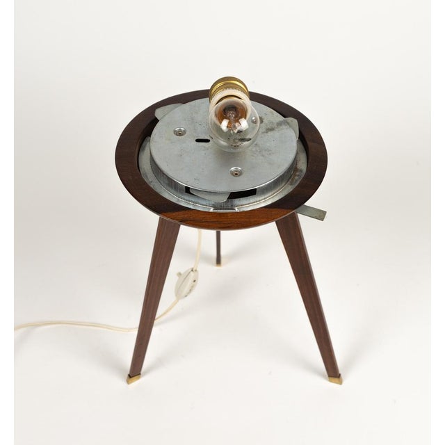 Tripod Table Lamp in Teak, Opaline Glass and Brass in the style of Stilnovo, Italy, 1960s For Sale - Image 6 of 14