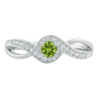 Round Cut Peridot Infinity Ring in 925 Sterling Silver • Delicate Promise Wedding Ring Us 7 For Sale
