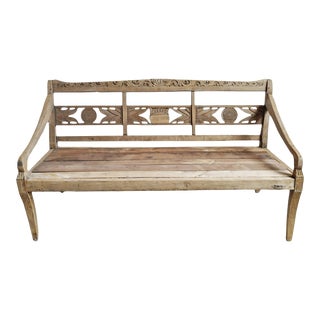Antique Java Teak Wood Village Bench For Sale