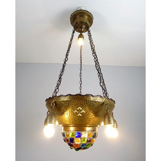 Large Art Nouveau Ceiling Lamp, 1900s For Sale - Image 6 of 14