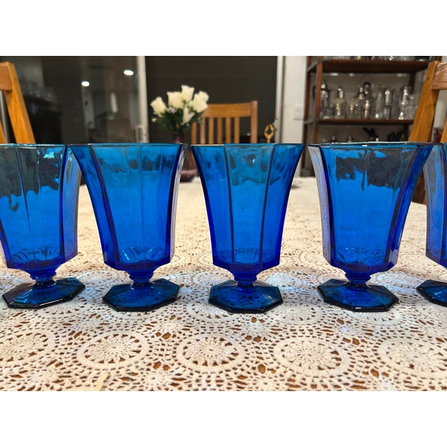 Vintage Electric Blue by Independence Glass - Iced Tea or Anything Goblets - Set of 6 For Sale - Image 4 of 8
