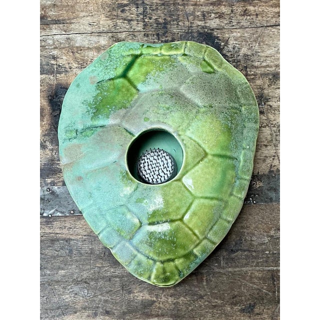 Vintage Green Ceramic Turtle Flower Frog For Sale - Image 10 of 15