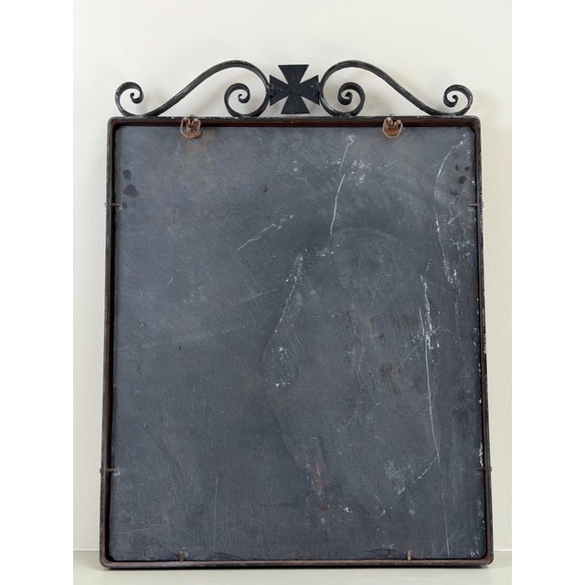 Vintage Spanish Revival Real Slate Chalkboard | Gothic Cross Wrought Iron Frame For Sale In Boston - Image 6 of 10