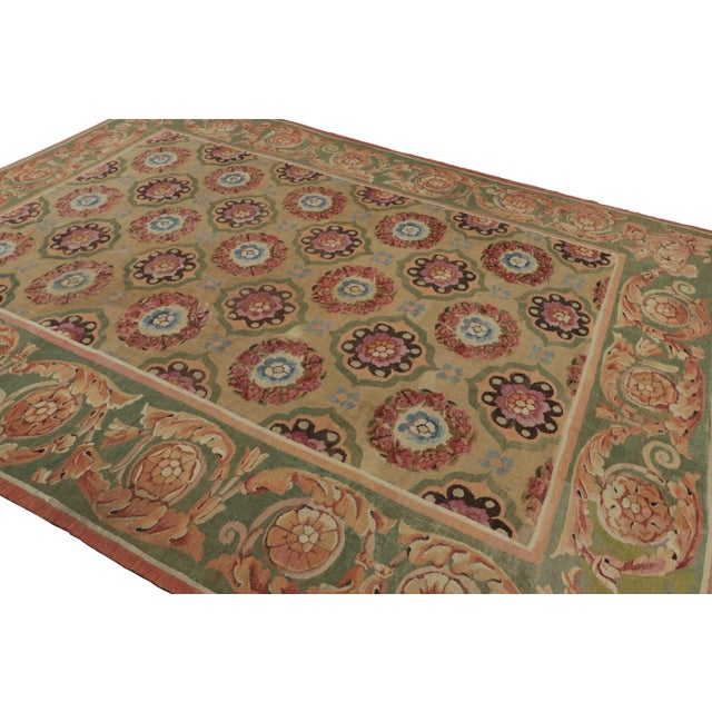 Rug & Kilim 18th Century Antique Aubusson Rug, Green With Floral Medallions - Rug & Kilim For Sale - Image 4 of 8