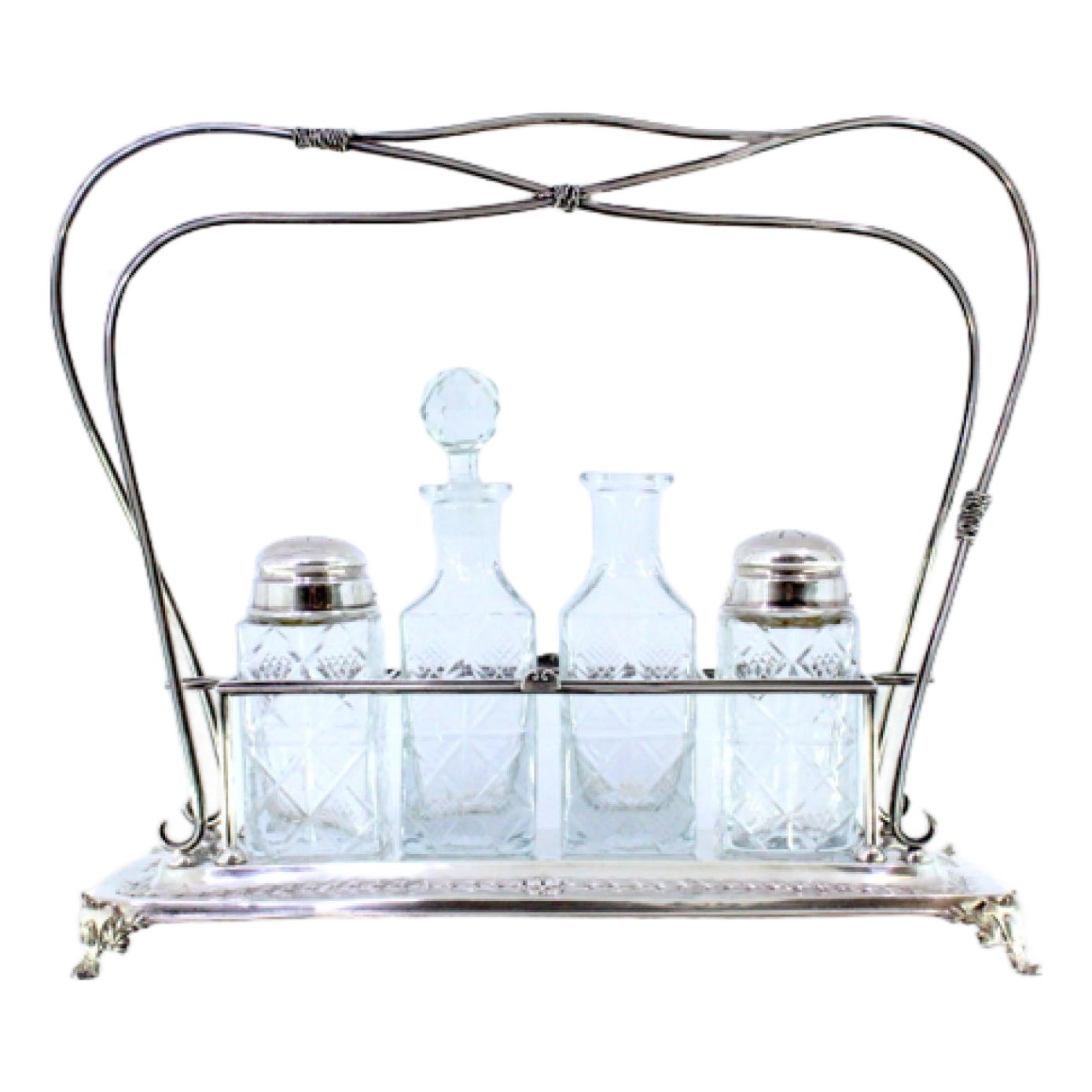 Cruet with Embossed Silver Structure with Cruets and Salt and Paper ...