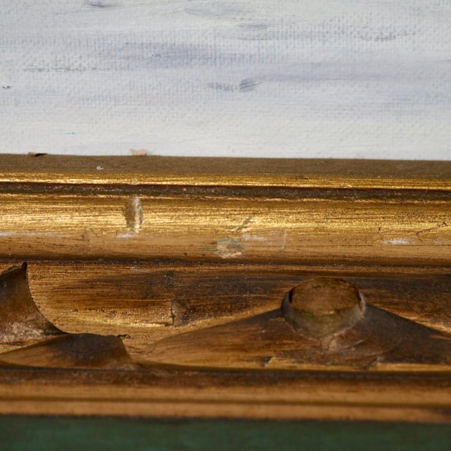 Wood 1961 Oil Painting on Board of Arabian Gray Stallion Horse Ibn Julep Framed Signed and Dated For Sale - Image 7 of 13