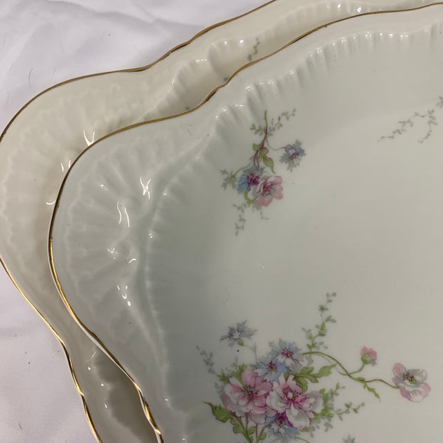 1940s 1940s Theodore Haviland New York Nesting Platters Delicate Pink and Blue Flowers - Set of 2 For Sale - Image 5 of 9